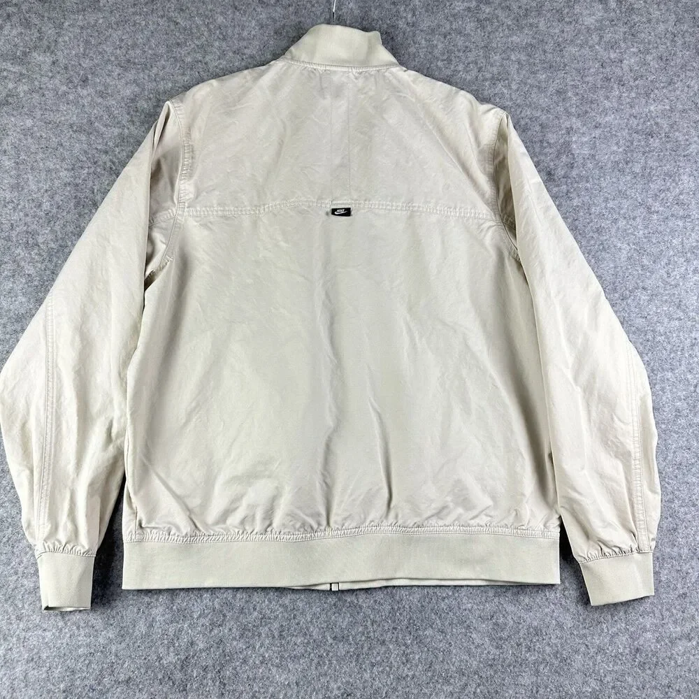 Nike Bomber Jacket Mens Large Cream Essentials Full Zip Lightweight Sportswear*